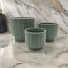 Set 3 Maceteros Maceta De Ceramica Oliva Lineas Verticales - Fliperex