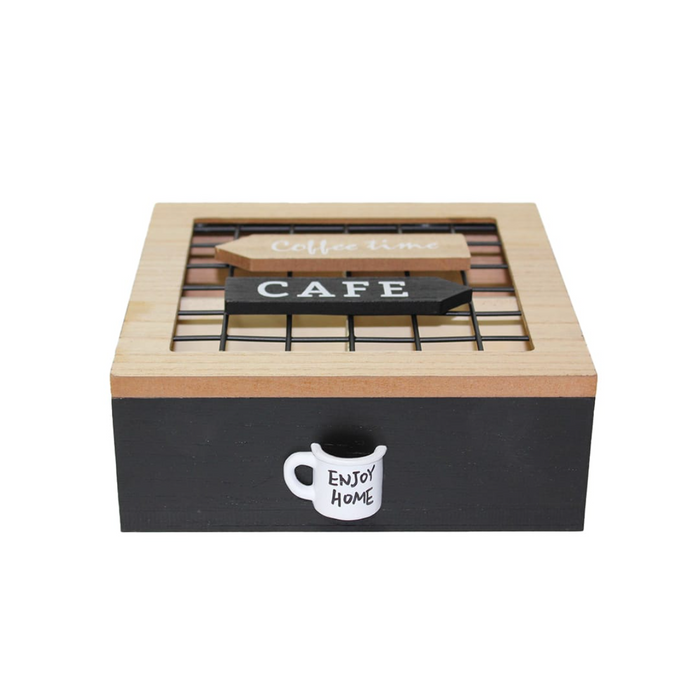 Caja De Te 4 Divisiones Tapa Con Diseño Decorativa Decohogar