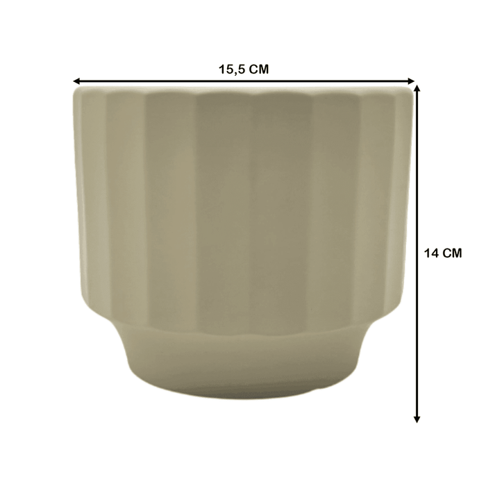 Macetero Maceta De Ceramica Limon Mate Lineas Verticales M - Fliperex