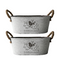 Set 2 Macetero Metalico Blanco Ovalado Decorativo Con Asas S