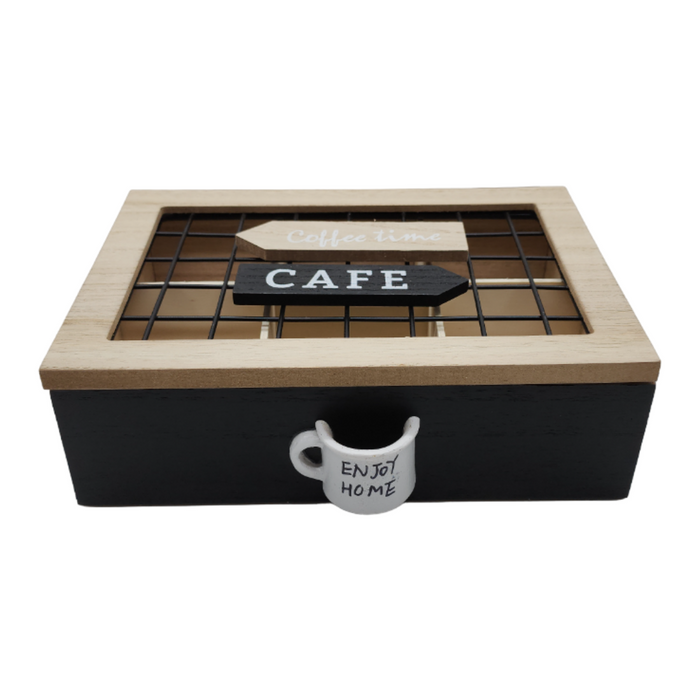 Caja De Te 6 Divisiones Tapa Con Diseño Decorativa Decohogar