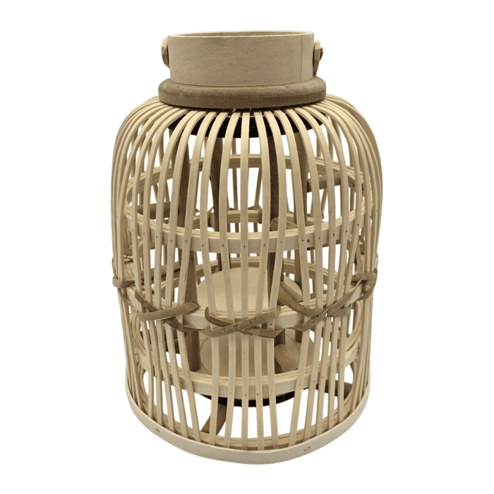 Candelabro De Bambu Natural Porta Vela Nordico Farol 30 CM - Fliperex