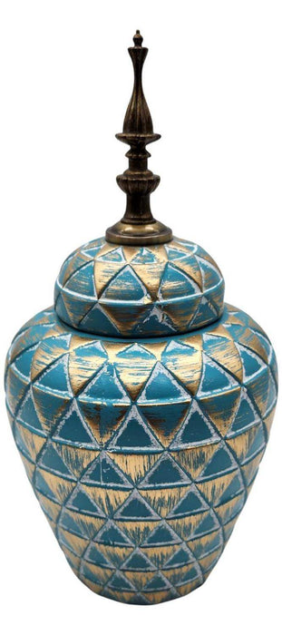 Florero Jarrón De Cerámica Verde Agua Diseño Vintage - Fliperex