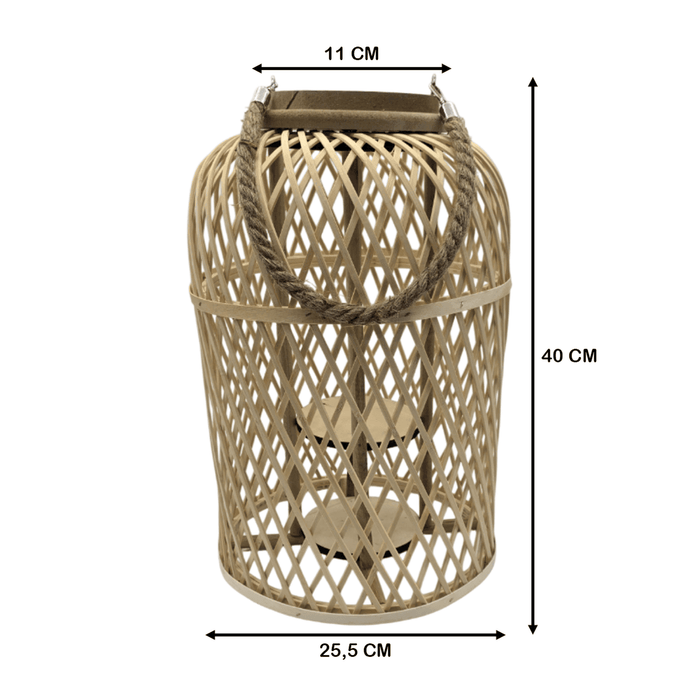 Candelabro De Bambu Natural Porta Vela Nordico Farol 40 CM - Fliperex