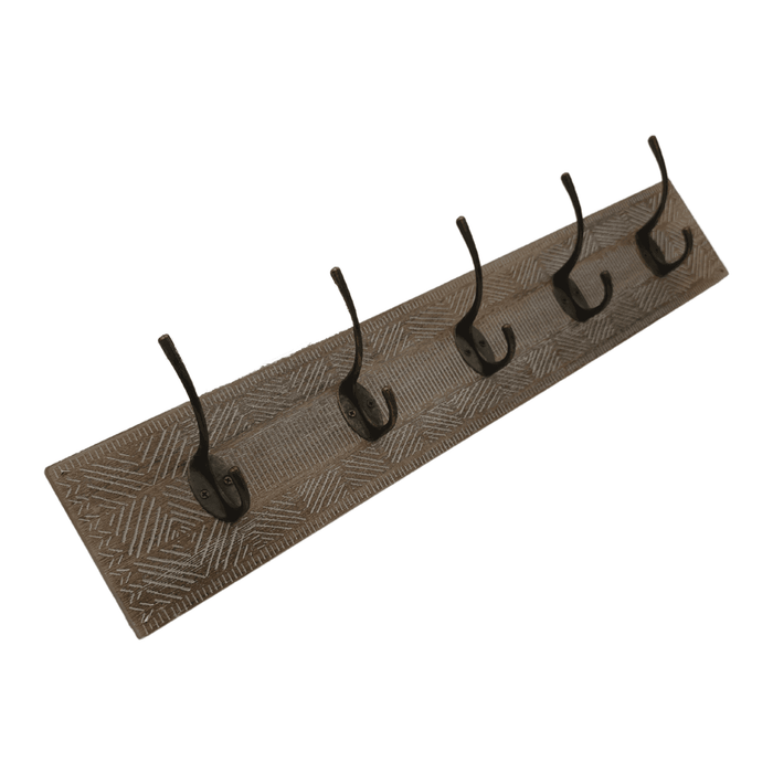 Perchero De Pared Colgador Vintage 5 Ganchos Dobles Café - Fliperex