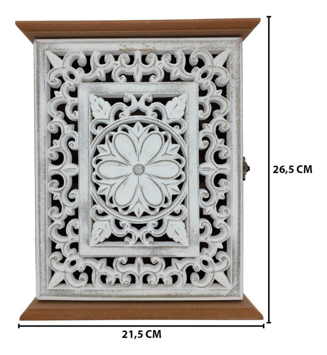 Porta Llave De Madera Diseño Mandala 6 Ganchos Para Llaves