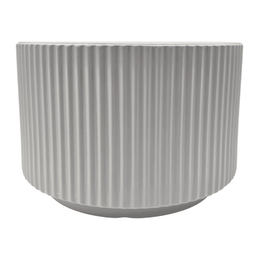 Macetero Maceta De Ceramica Blanco Lineas Verticales Pequeño - Fliperex