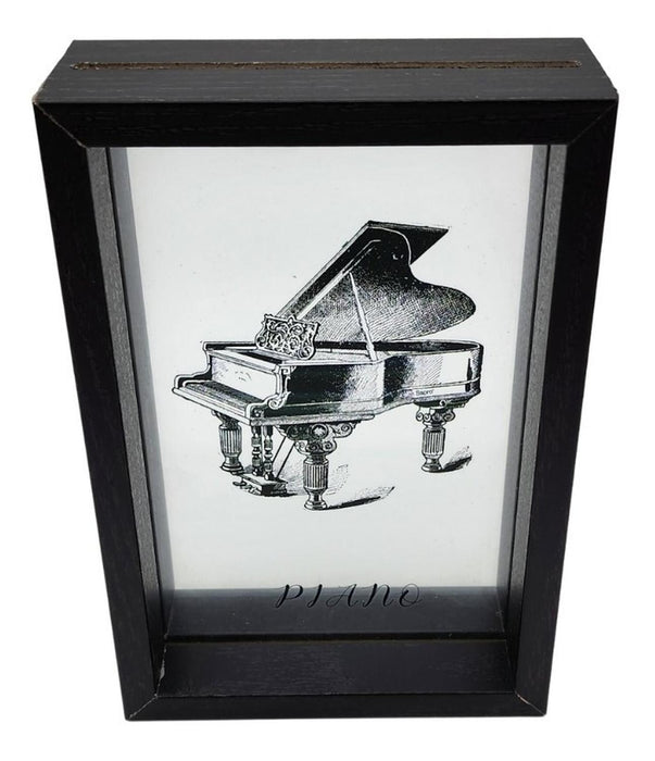 Cuadro De Vidrio Marco Negro Diseño Piano Decorativo