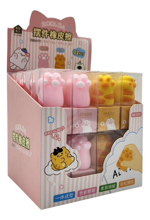 Set 2 Gomas De Borrar Patita De Gato Kawaii Colores