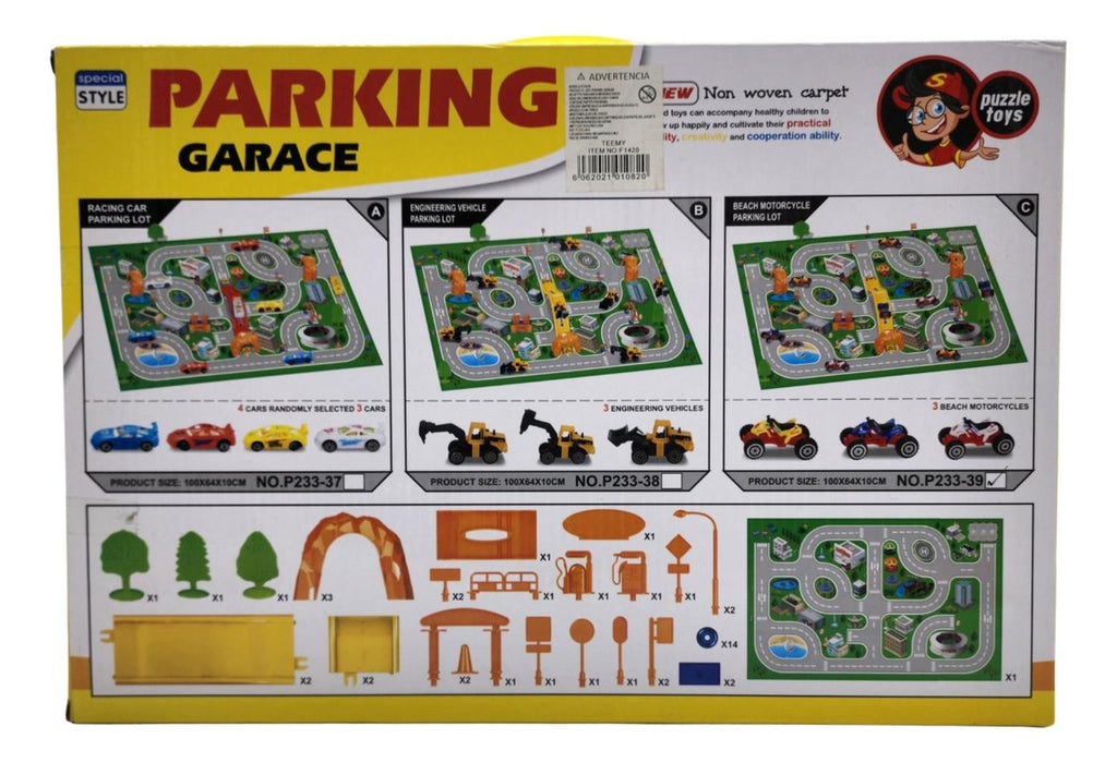 Juego Alfombra Para Niños Parking Garage Para Autitos 50 Pcs