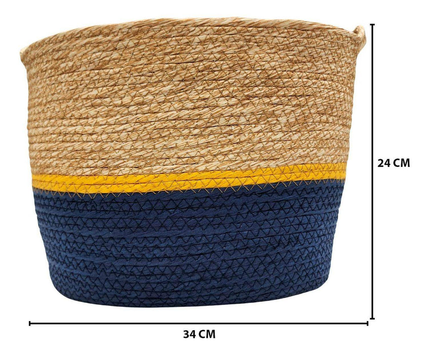 Canasto Decorativo Mimbre Cesta Yute Rustica 3 Colores G - Fliperex