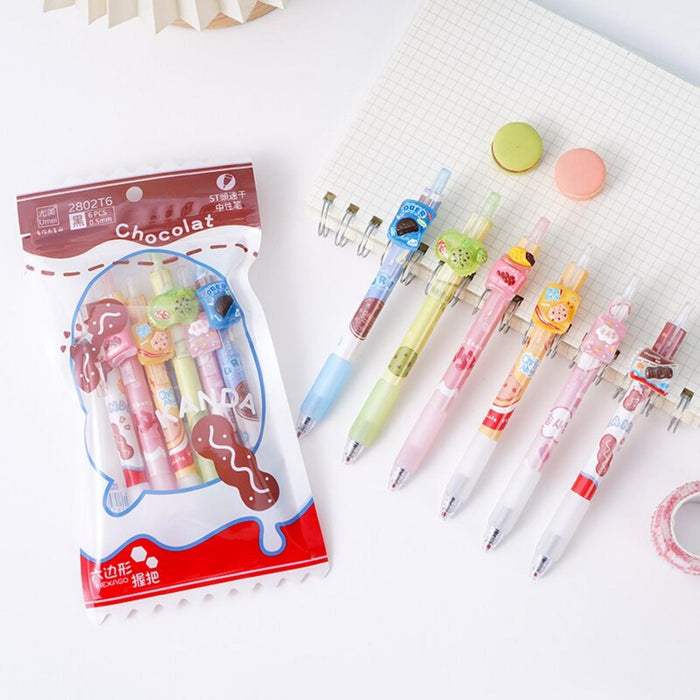 Set 6 Lapices Estilo Boligrafos Kawaii Alimentos Lapiz Cute