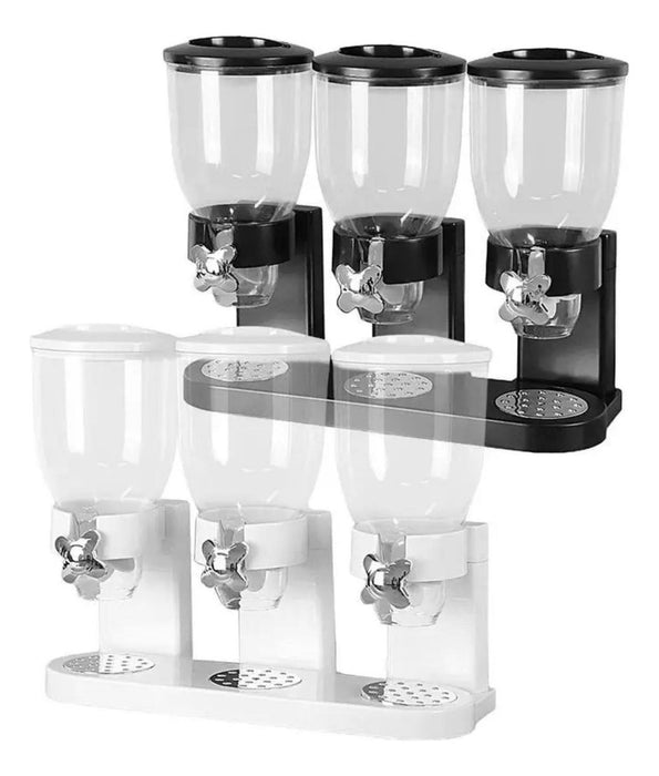 Dispensador Triple De Mesa Cereal Granos Frutos Secos Dulces