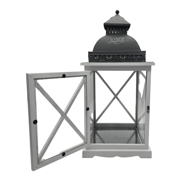 Farol Calentador De Vela Costero De Madera Blanca Vintage S - Fliperex