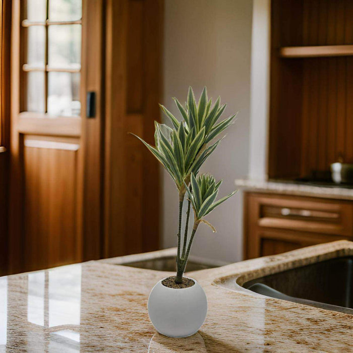 Planta Artificial Dracena Grande En Macetero Plastico Blanco - Fliperex