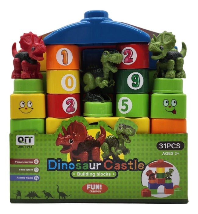 Set Bloques Y Dinosaurios Grande 31 Piezas Con Bolso Estuche