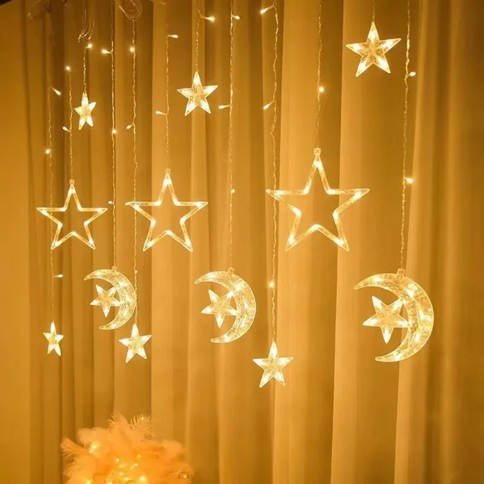 Luces Navideñas Solares Led Lunas y Estrellas Deco Navidad