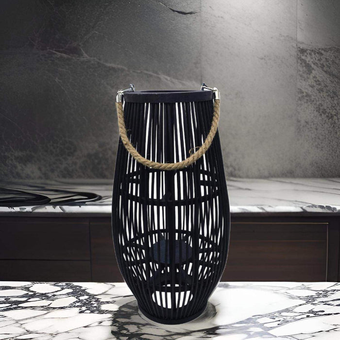 Candelabro De Bambu Negro Porta Vela Nordico Farol 50 CM - Fliperex
