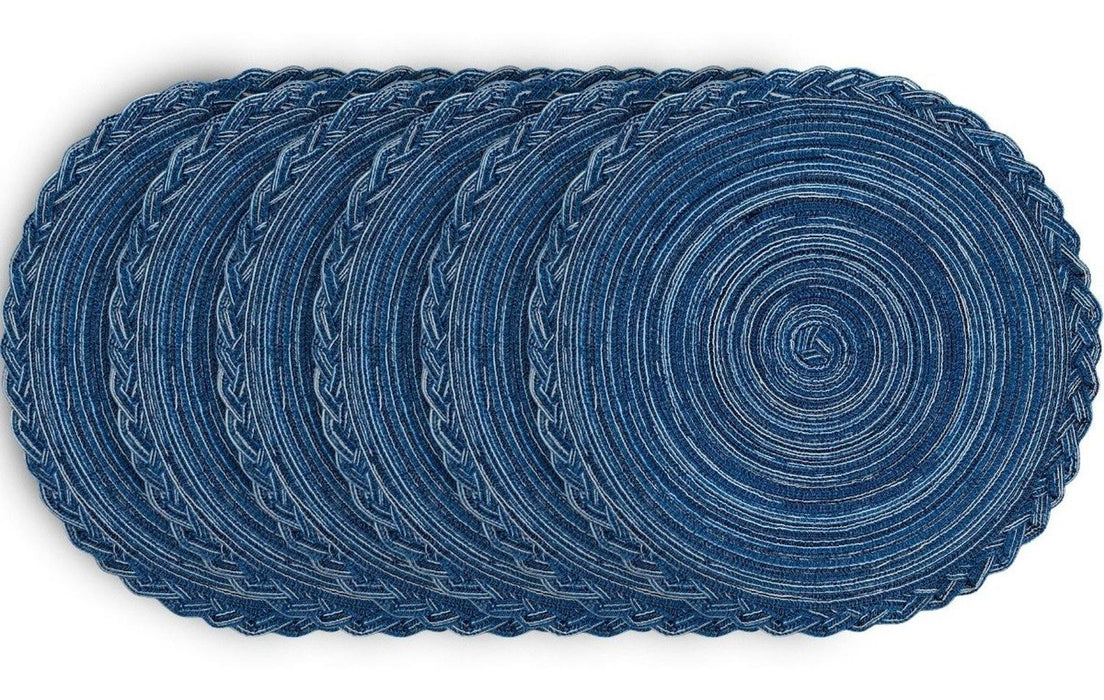 Set 6 Individuales Circulares Trenzados Color Azul