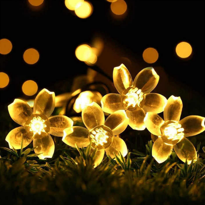 Guirnalda Solar Flor Flores Luces Led Decoracion Para Jardin