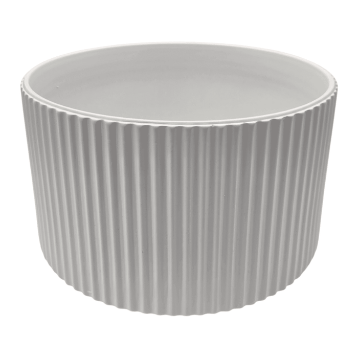 Macetero Maceta De Ceramica Blanco Lineas Verticales Grande - Fliperex