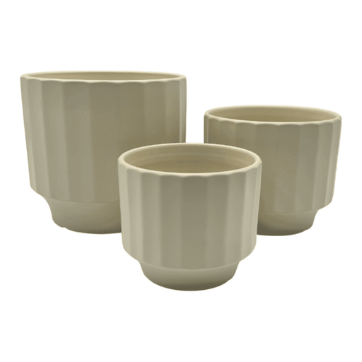 Set 3 Maceteros Maceta De Ceramica Limon Lineas Verticales - Fliperex