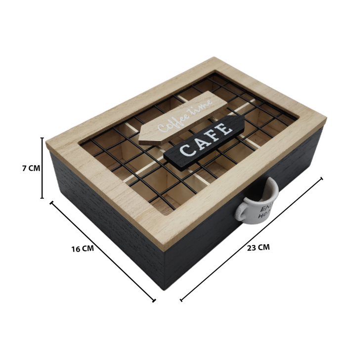 Caja De Te 6 Divisiones Tapa Con Diseño Decorativa Decohogar