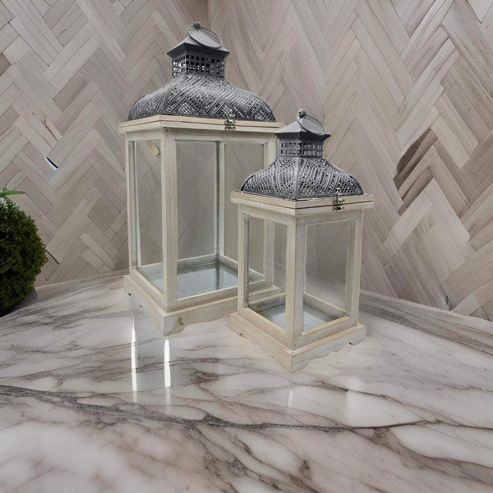 Farol Calentador De Vela Costero De Madera Blanco Vintage S - Fliperex