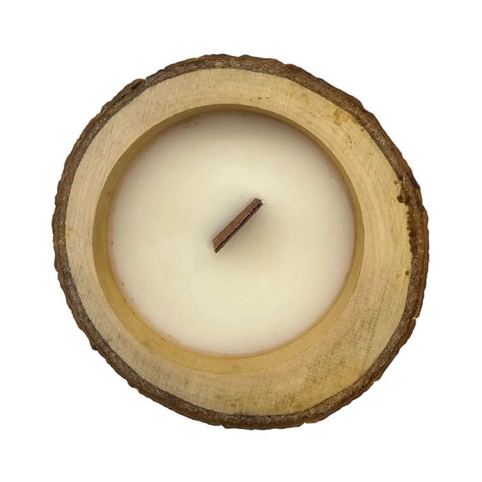 Vela Aromatica Ecologica En Tronco De Madera Fragancia Deco