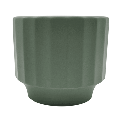 Macetero Maceta De Ceramica Verde Oliva Lineas Verticales L - Fliperex