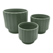 Set 3 Maceteros Maceta De Ceramica Oliva Lineas Verticales - Fliperex