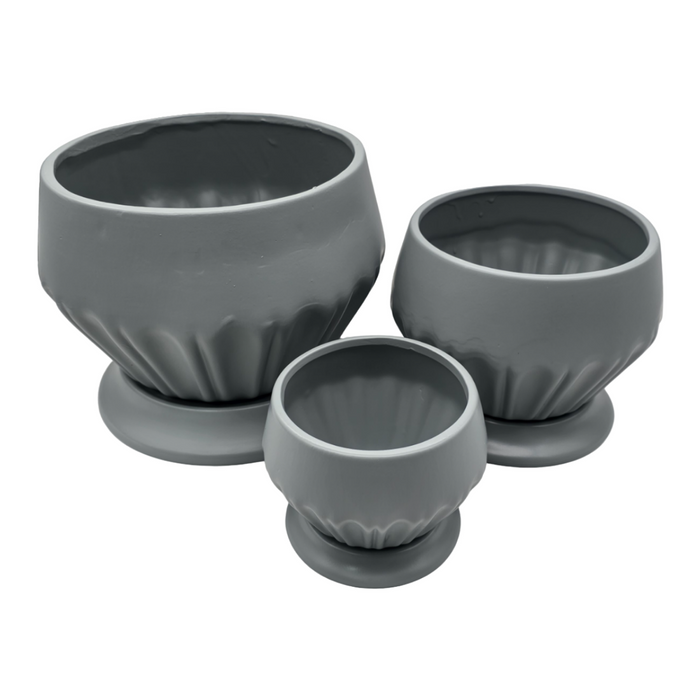 Set 3 Maceteros Maceta De Ceramica Diamante Elegante Gris