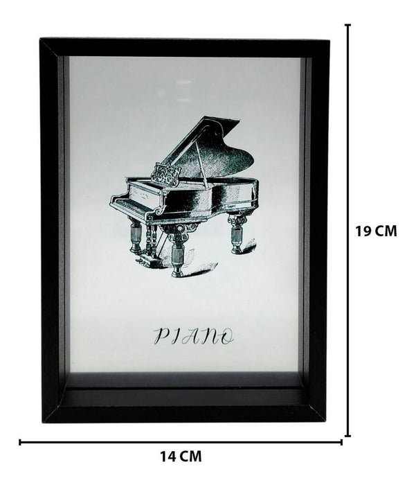 Cuadro De Vidrio Marco Negro Diseño Piano Decorativo Grande