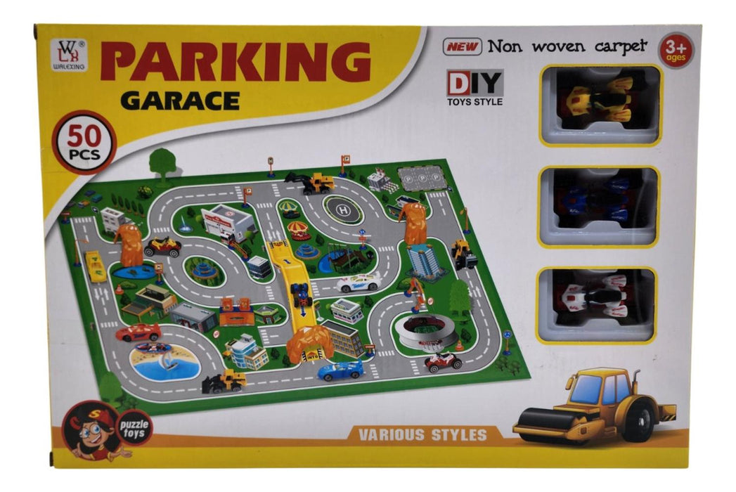 Juego Alfombra Para Niños Parking Garage Para Autitos 50 Pcs