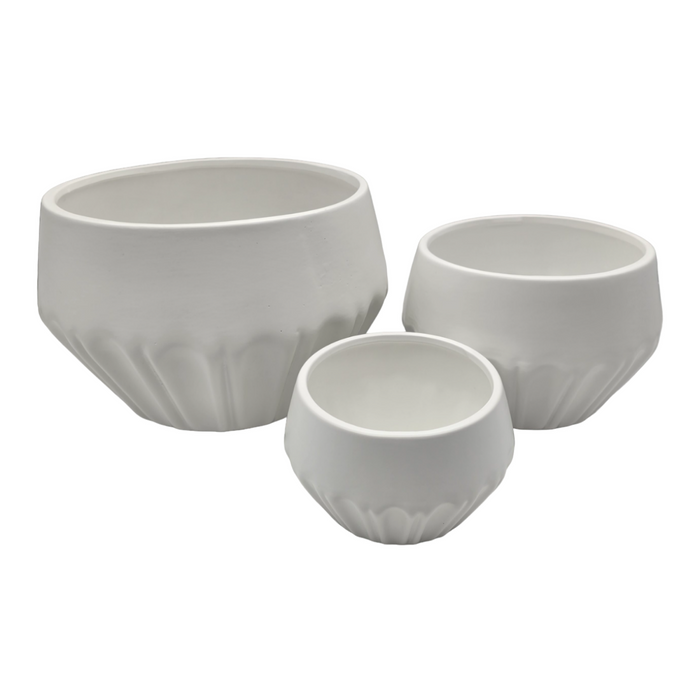 Set 3 Maceteros Maceta De Ceramica Diamante Elegante Blanco