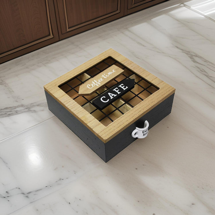 Caja De Te 4 Divisiones Tapa Con Diseño Decorativa Decohogar