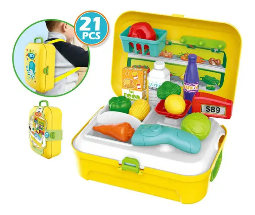 Set Maleta Maletin Infantil Cocina Amarilla Niños Juegos