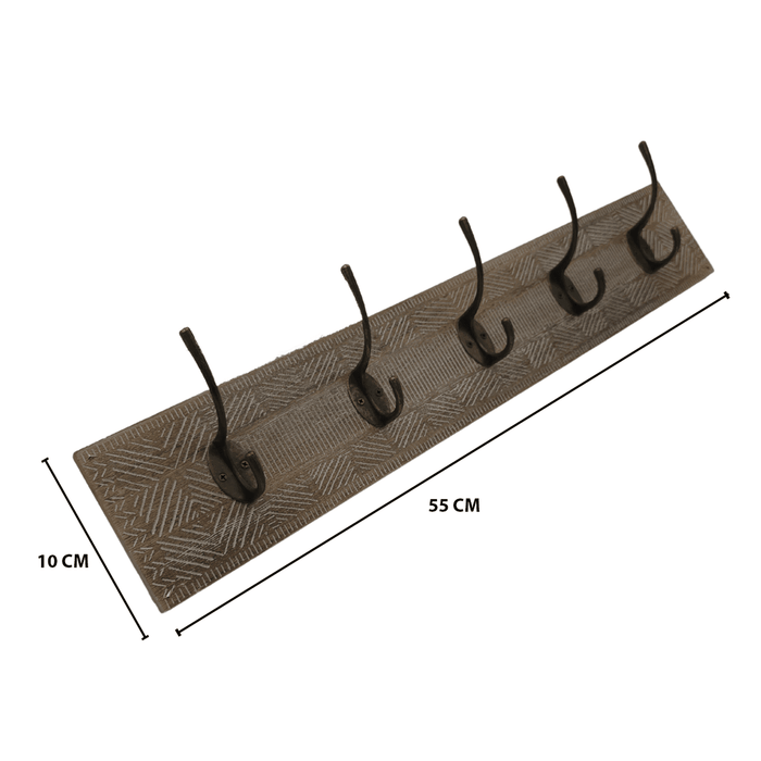 Perchero De Pared Colgador Vintage 5 Ganchos Dobles Café - Fliperex