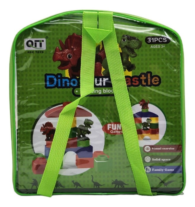 Set Bloques Y Dinosaurios Grande 31 Piezas Con Bolso Estuche