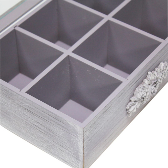 Caja De Te Porta Te Caja De Madera Para Te Gris 6 Divisiones