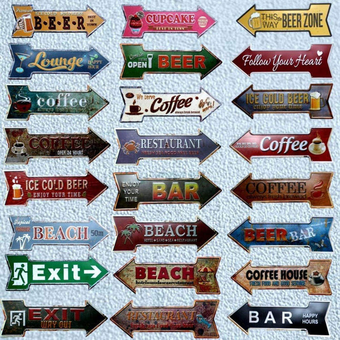 Cartel Letrero Metálico Vintage Flecha Adorno Para Pared - Fliperex