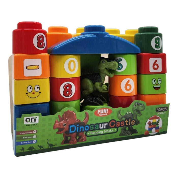 Set Bloques Y Dinosaurios Grande 30 Piezas Con Bolso Estuche - Fliperex