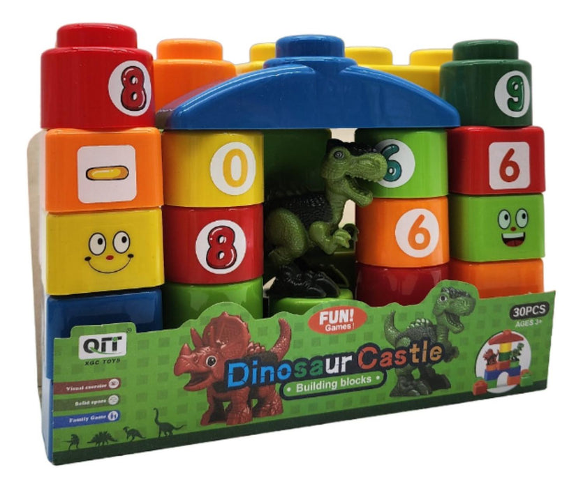 Set Bloques Y Dinosaurios Grande 30 Piezas Con Bolso Estuche