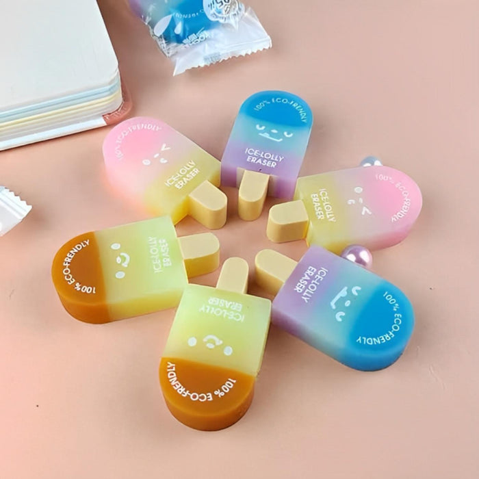 Set 3 Gomas De Borrar Paleta De Helado Kawaii Cute