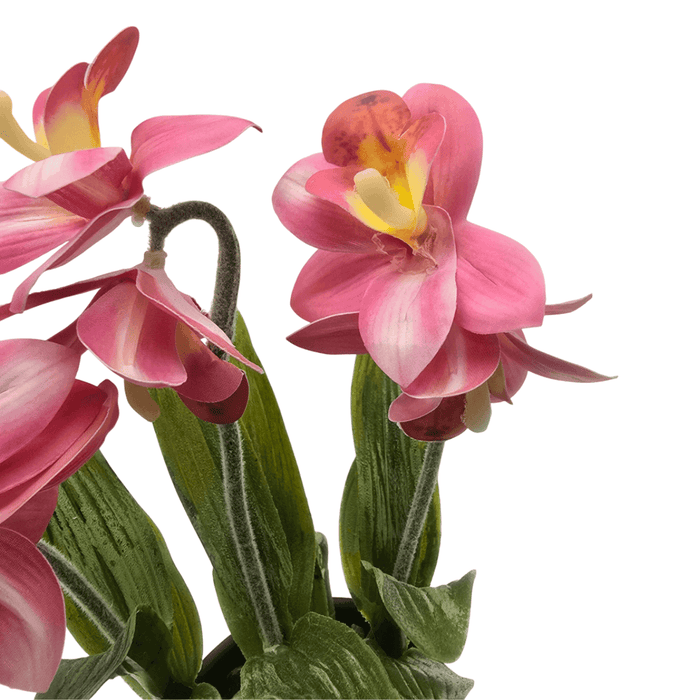 Planta Artificial Orquidea Rosada Decorativa Macetero Loza - Fliperex