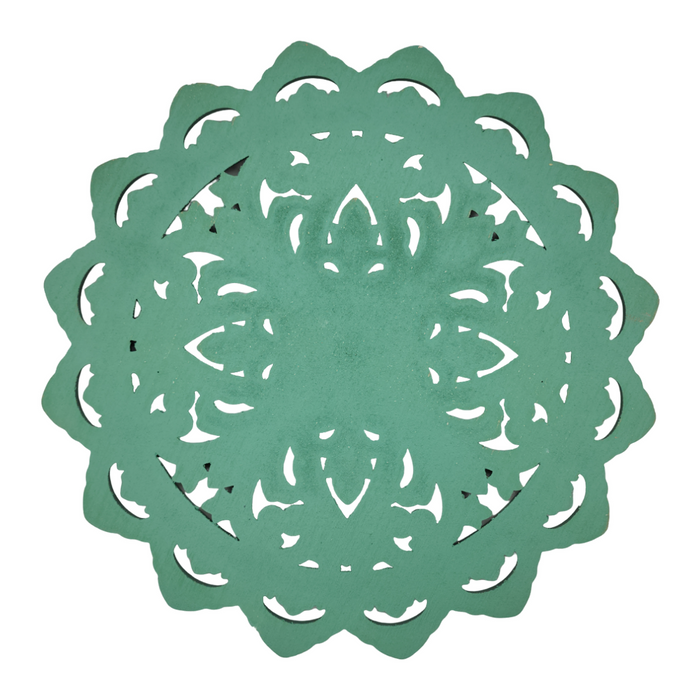 Cuadro De Madera Ornamental Mandala Verde Decoracion Chico