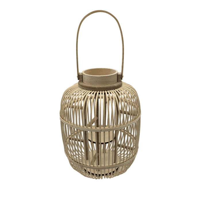 Candelabro De Bambu Natural Nordico Porta Vela Farol 40 CM - Fliperex