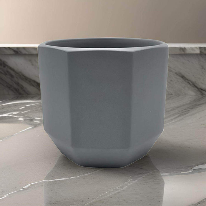 Macetero Maceta De Ceramica Gris Lineas Verticales S - Fliperex