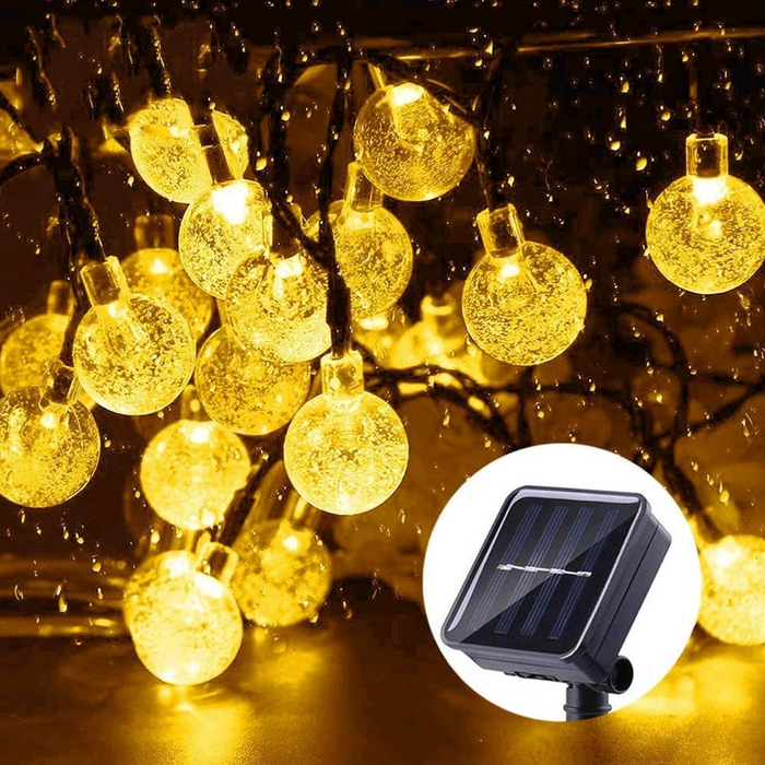 Guirnalda Solar Esfera Bolitas Luces Led Decoracion Jardin