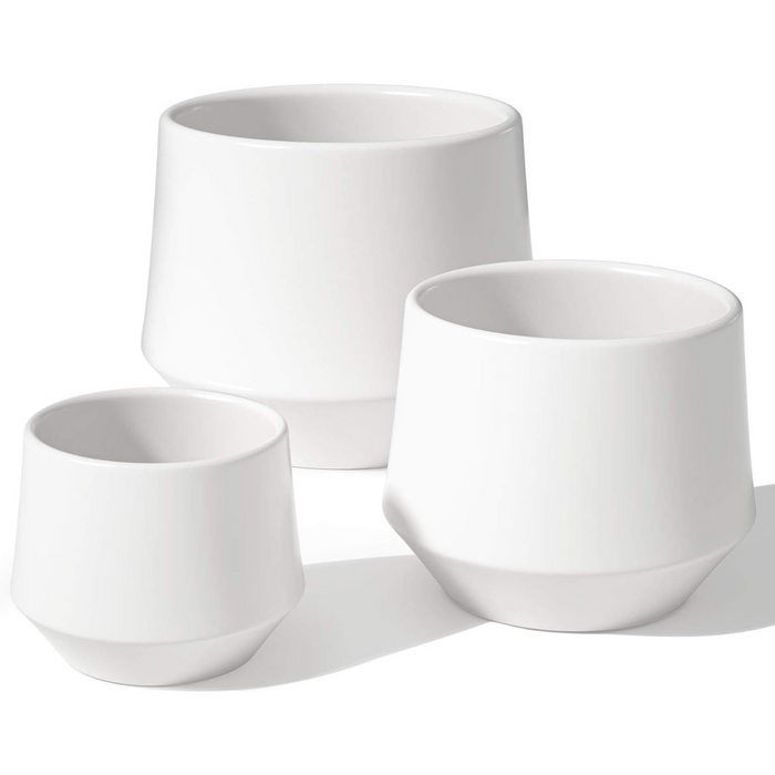 Set 3 Maceteros Maceta De Ceramica Elegante Blanco Liso